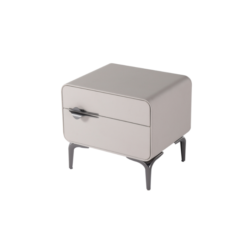 Sleek Storage & Refined Aesthetics Nightstand - Modern Minimalist Rectangular Soft PVC Leather Surface Bedside Table 2-Drawer For Bedroom Lumendat