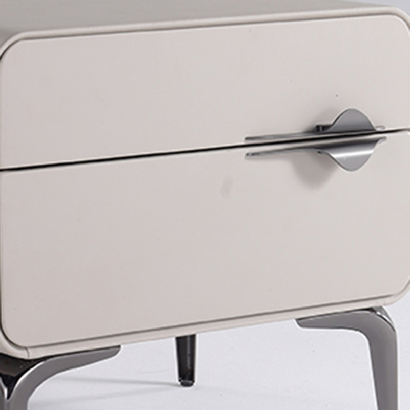 Sleek Storage & Refined Aesthetics Nightstand - Modern Minimalist Rectangular Soft PVC Leather Surface Bedside Table 2-Drawer For Bedroom Lumendat