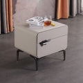Sleek Storage & Refined Aesthetics Nightstand - Modern Minimalist Rectangular Soft PVC Leather Surface Bedside Table 2-Drawer For Bedroom Lumendat