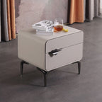 Sleek Storage & Refined Aesthetics Nightstand - Modern Minimalist Rectangular Soft PVC Leather Surface Bedside Table 2-Drawer For Bedroom Lumendat