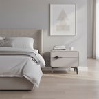 Sleek Storage & Refined Aesthetics Nightstand - Modern Minimalist Rectangular Soft PVC Leather Surface Bedside Table 2-Drawer For Bedroom Lumendat