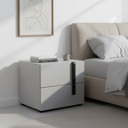 Contemporary Nordic Nightstand - Soft-Touch Storage & Natural Eco-Friendly Charm Bedside Table 2-Drawer For Bedroom & Living Room Lumendat