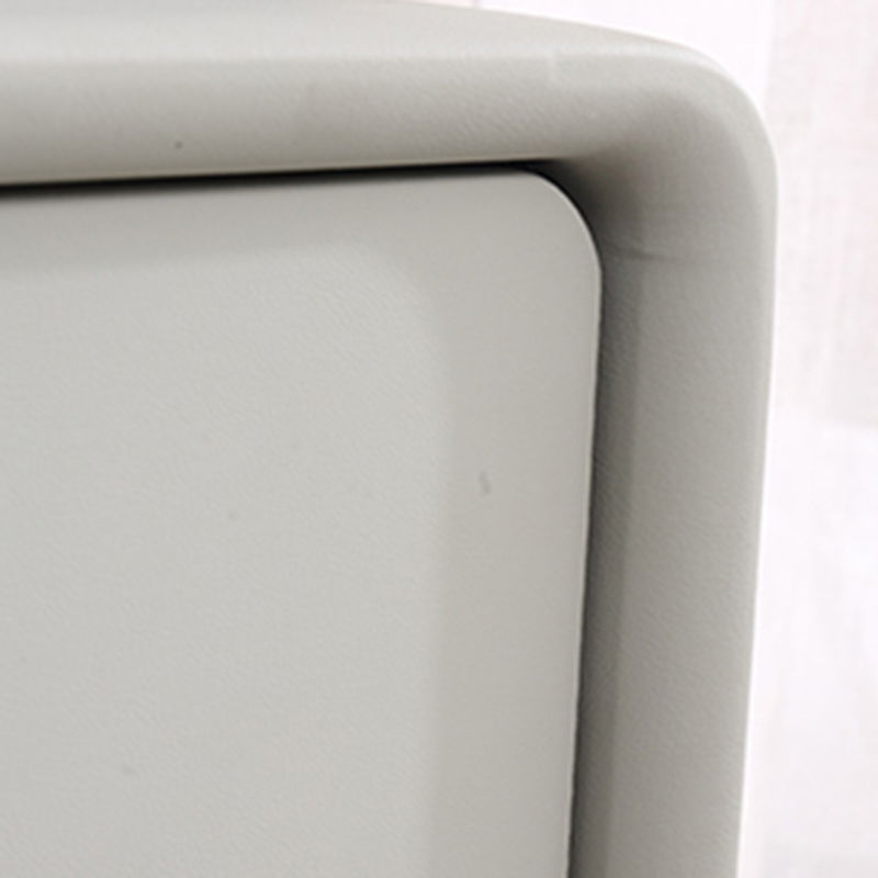 Modern Minimalist Design Nightstand - Refined Rounded Corners & Luxe Faux PVC Leather Charm Bedside Table 2-Drawer For Bedroom Lumendat