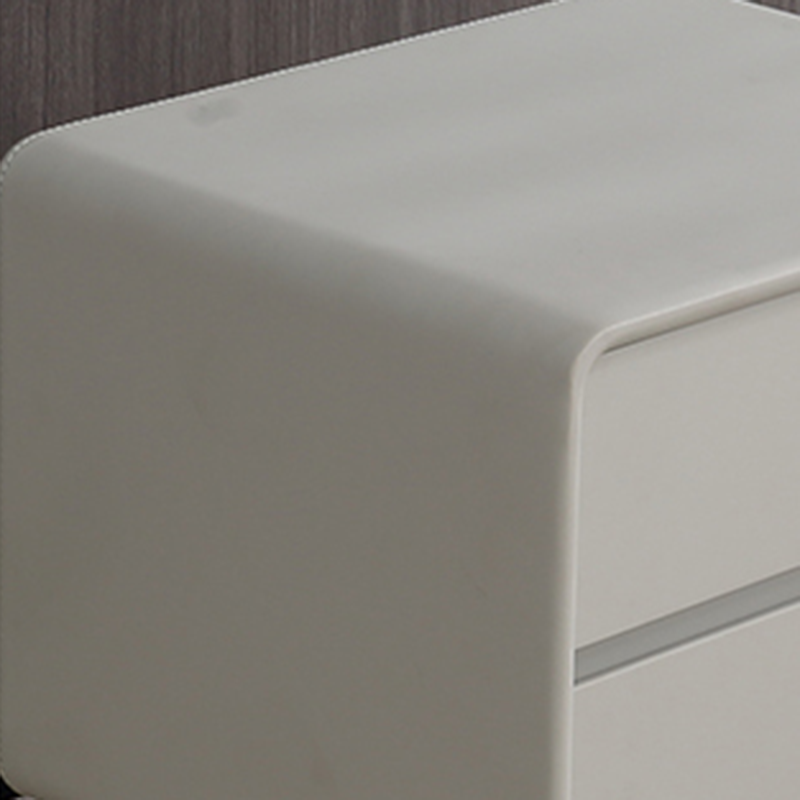 Modern Minimalist Design Nightstand - Refined Rounded Corners & Luxe Faux PVC Leather Charm Bedside Table 2-Drawer For Bedroom Lumendat
