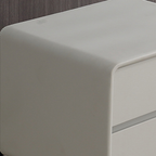 Modern Minimalist Design Nightstand - Refined Rounded Corners & Luxe Faux PVC Leather Charm Bedside Table 2-Drawer For Bedroom Lumendat