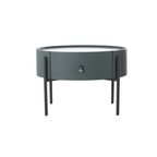Durable Sintered Stone Top & Faux Leather Nightstand - Scandinavian Design Style Ellipse Bedside Table 1-Drawer For Bedroom Lumendat