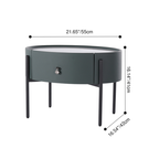 Durable Sintered Stone Top & Faux Leather Nightstand - Scandinavian Design Style Ellipse Bedside Table 1-Drawer For Bedroom Lumendat