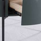 Durable Sintered Stone Top & Faux Leather Nightstand - Scandinavian Design Style Ellipse Bedside Table 1-Drawer For Bedroom Lumendat