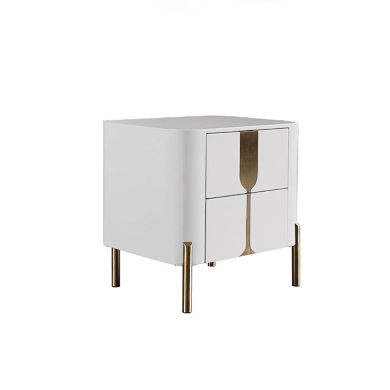 Refined Minimalist Nightstand - E1 Eco-Friendly Frame & Premium Baked Enamel Surface Bedside Table 2-Drawer For Bedroom & Living Room Lumendat
