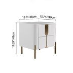 Refined Minimalist Nightstand - E1 Eco-Friendly Frame & Premium Baked Enamel Surface Bedside Table 2-Drawer For Bedroom & Living Room Lumendat