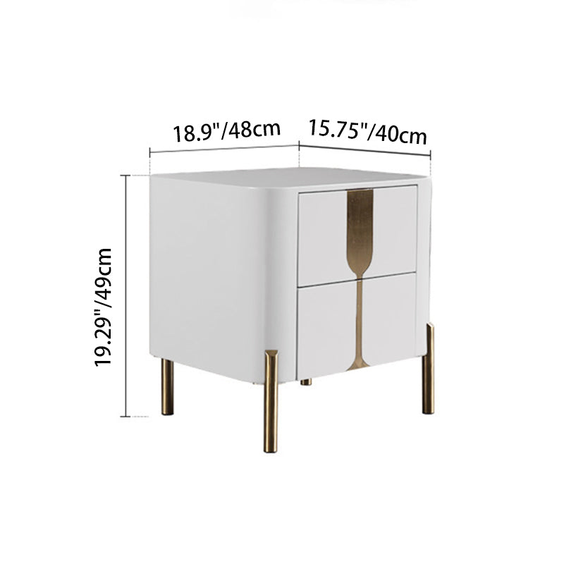Refined Minimalist Nightstand - E1 Eco-Friendly Frame & Premium Baked Enamel Surface Bedside Table 2-Drawer For Bedroom & Living Room Lumendat