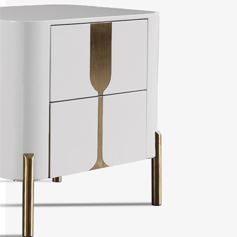 Refined Minimalist Nightstand - E1 Eco-Friendly Frame & Premium Baked Enamel Surface Bedside Table 2-Drawer For Bedroom & Living Room Lumendat