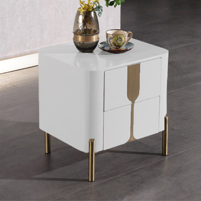 Refined Minimalist Nightstand - E1 Eco-Friendly Frame & Premium Baked Enamel Surface Bedside Table 2-Drawer For Bedroom & Living Room Lumendat