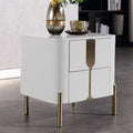 Refined Minimalist Nightstand - E1 Eco-Friendly Frame & Premium Baked Enamel Surface Bedside Table 2-Drawer For Bedroom & Living Room Lumendat