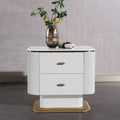 Elegant Light Luxury Nightstand - Heat-Resistant Sintered Stone Top & Baked-Enamel Craftsmanship Bedside Table 2-Drawer For Bedroom Lumendat