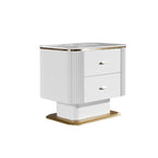 Elegant Light Luxury Nightstand - Heat-Resistant Sintered Stone Top & Baked-Enamel Craftsmanship Bedside Table 2-Drawer For Bedroom Lumendat