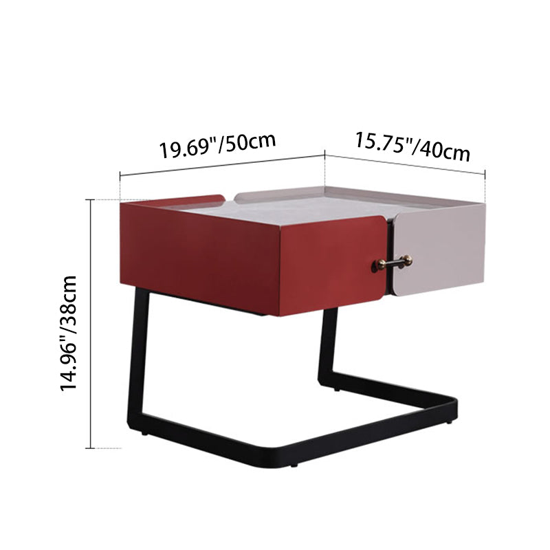 Industrial Stylish Floating Nightstand - Premium Sintered Stone Top & Durable E1 Frame Bedside Table 1-Drawer For Bedroom Lumendat