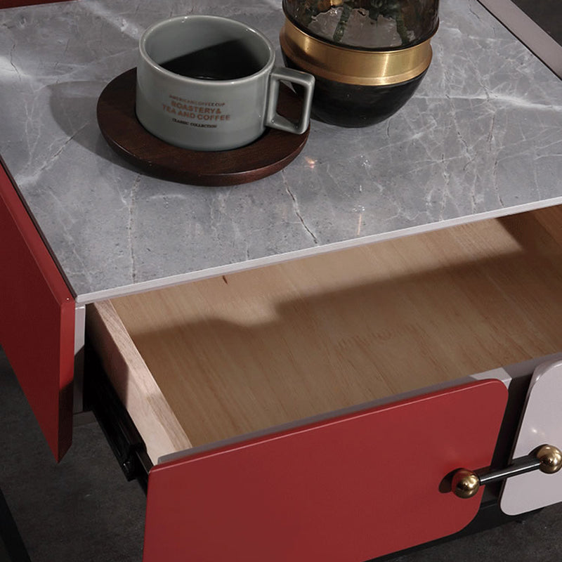 Industrial Stylish Floating Nightstand - Premium Sintered Stone Top & Durable E1 Frame Bedside Table 1-Drawer For Bedroom Lumendat