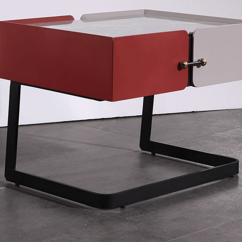 Industrial Stylish Floating Nightstand - Premium Sintered Stone Top & Durable E1 Frame Bedside Table 1-Drawer For Bedroom Lumendat