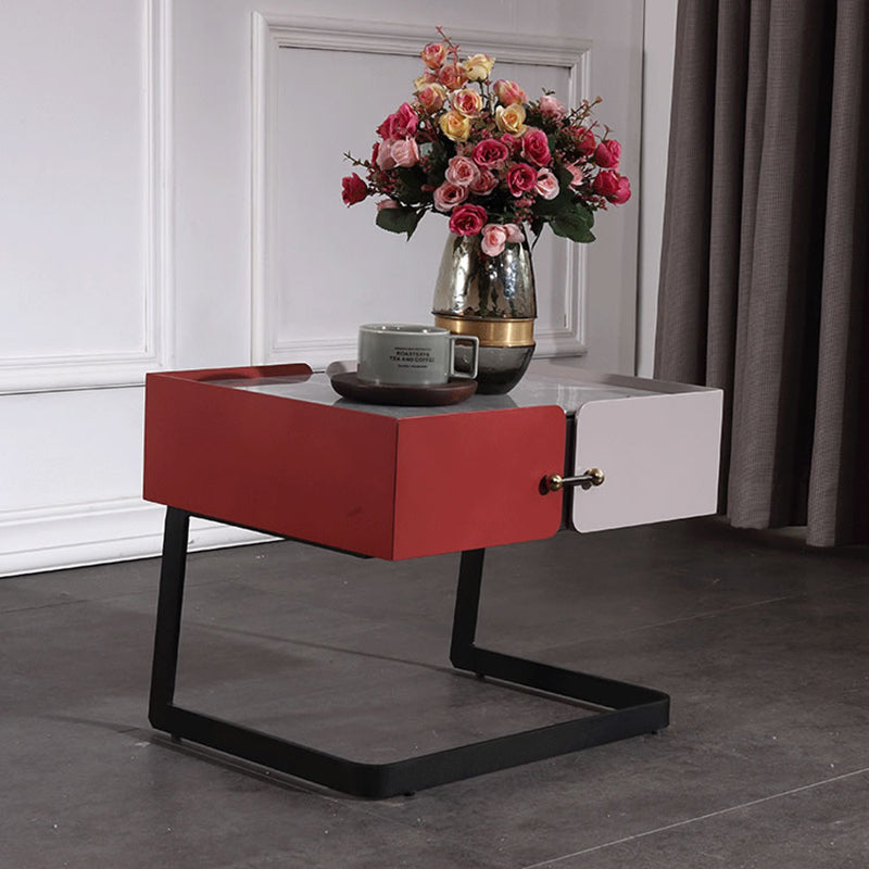 Industrial Stylish Floating Nightstand - Premium Sintered Stone Top & Durable E1 Frame Bedside Table 1-Drawer For Bedroom Lumendat