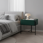 Durable Minimalist Nightstand - Sintered Rock Slab Top & Solid Wood Drawer Storage Bedside Table 1-Drawer For Bedroom Lumendat