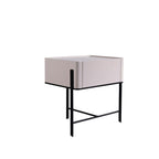 Durable Minimalist Nightstand - Sintered Rock Slab Top & Solid Wood Drawer Storage Bedside Table 1-Drawer For Bedroom Lumendat