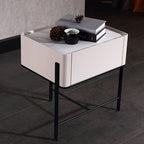 Durable Minimalist Nightstand - Sintered Rock Slab Top & Solid Wood Drawer Storage Bedside Table 1-Drawer For Bedroom Lumendat