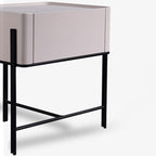 Durable Minimalist Nightstand - Sintered Rock Slab Top & Solid Wood Drawer Storage Bedside Table 1-Drawer For Bedroom Lumendat