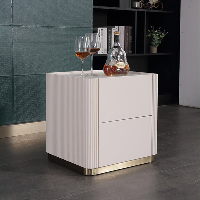 Minimalist Aesthetics Storage Function Nightstand - Scratch-Resistant Sintered Rock Stone Top Bedside Table 2-Drawer For Bedroom Lumendat