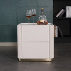 Minimalist Aesthetics Storage Function Nightstand - Scratch-Resistant Sintered Rock Stone Top Bedside Table 2-Drawer For Bedroom Lumendat