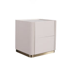 Minimalist Aesthetics Storage Function Nightstand - Scratch-Resistant Sintered Rock Stone Top Bedside Table 2-Drawer For Bedroom Lumendat