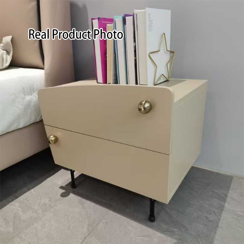 Nordic Irregular-Shaped Nightstand - Baking Paint & Practical Fresh Storage Bedside Table 2-Drawer For Bedroom Lumendat