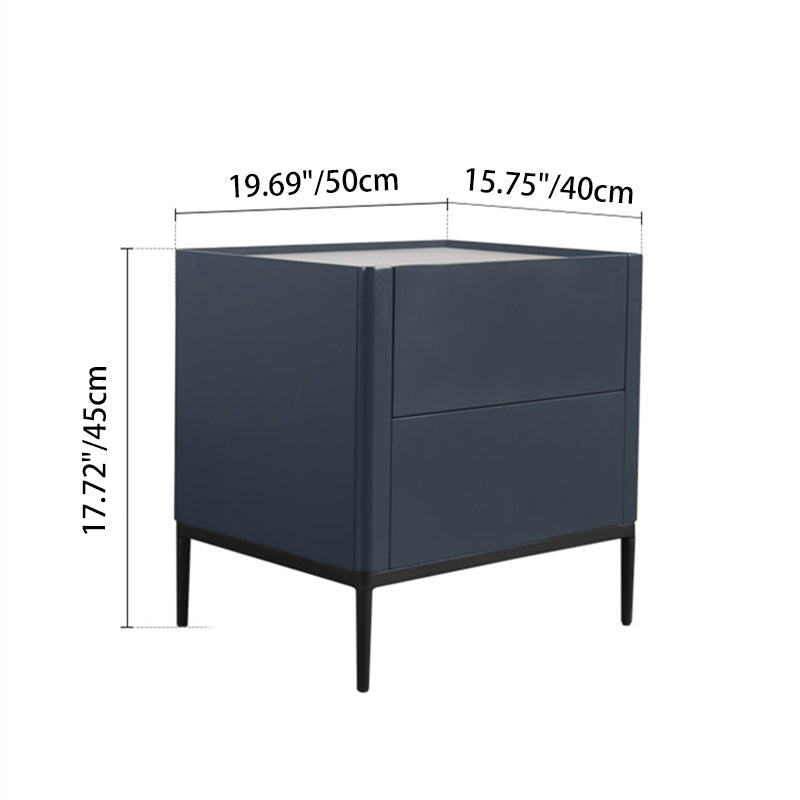 Space-Saving Minimalist Nightstand - Long-Lasting Baking Paint Color Bedside Table 2-Drawer For Bedroom Lumendat