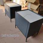Space-Saving Minimalist Nightstand - Long-Lasting Baking Paint Color Bedside Table 2-Drawer For Bedroom Lumendat