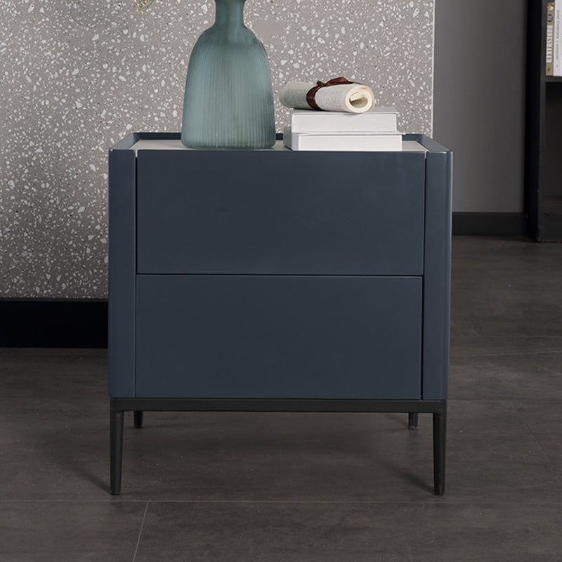 Space-Saving Minimalist Nightstand - Long-Lasting Baking Paint Color Bedside Table 2-Drawer For Bedroom Lumendat