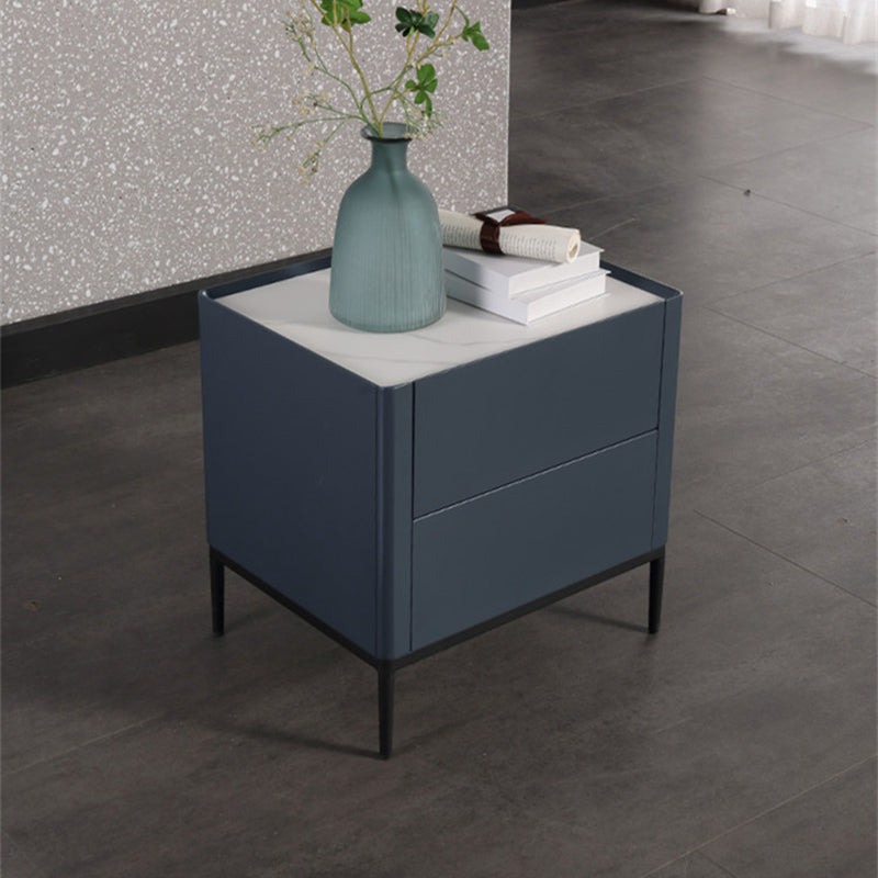 Space-Saving Minimalist Nightstand - Long-Lasting Baking Paint Color Bedside Table 2-Drawer For Bedroom Lumendat