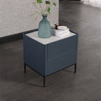 Space-Saving Minimalist Nightstand - Long-Lasting Baking Paint Color Bedside Table 2-Drawer For Bedroom Lumendat