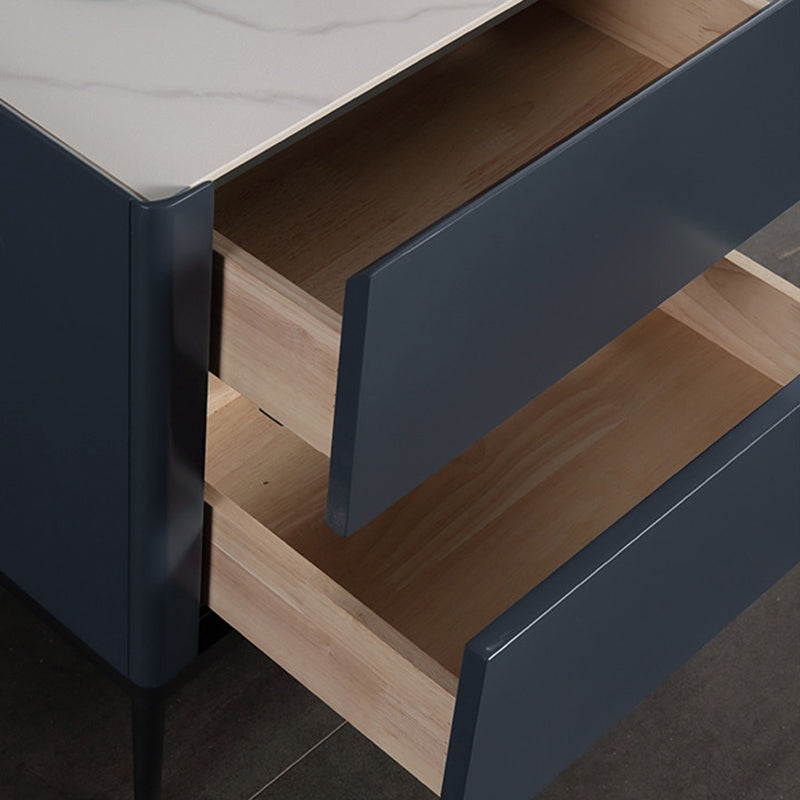 Space-Saving Minimalist Nightstand - Long-Lasting Baking Paint Color Bedside Table 2-Drawer For Bedroom Lumendat