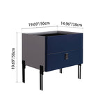 Distinctive Industrial Design Nightstand - E1 Eco-Friendly Material Meets Tempered Glass Bedside Table 2-Drawer For Bedroom Lumendat