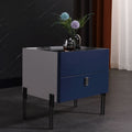 Distinctive Industrial Design Nightstand - E1 Eco-Friendly Material Meets Tempered Glass Bedside Table 2-Drawer For Bedroom Lumendat