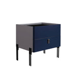 Distinctive Industrial Design Nightstand - E1 Eco-Friendly Material Meets Tempered Glass Bedside Table 2-Drawer For Bedroom Lumendat