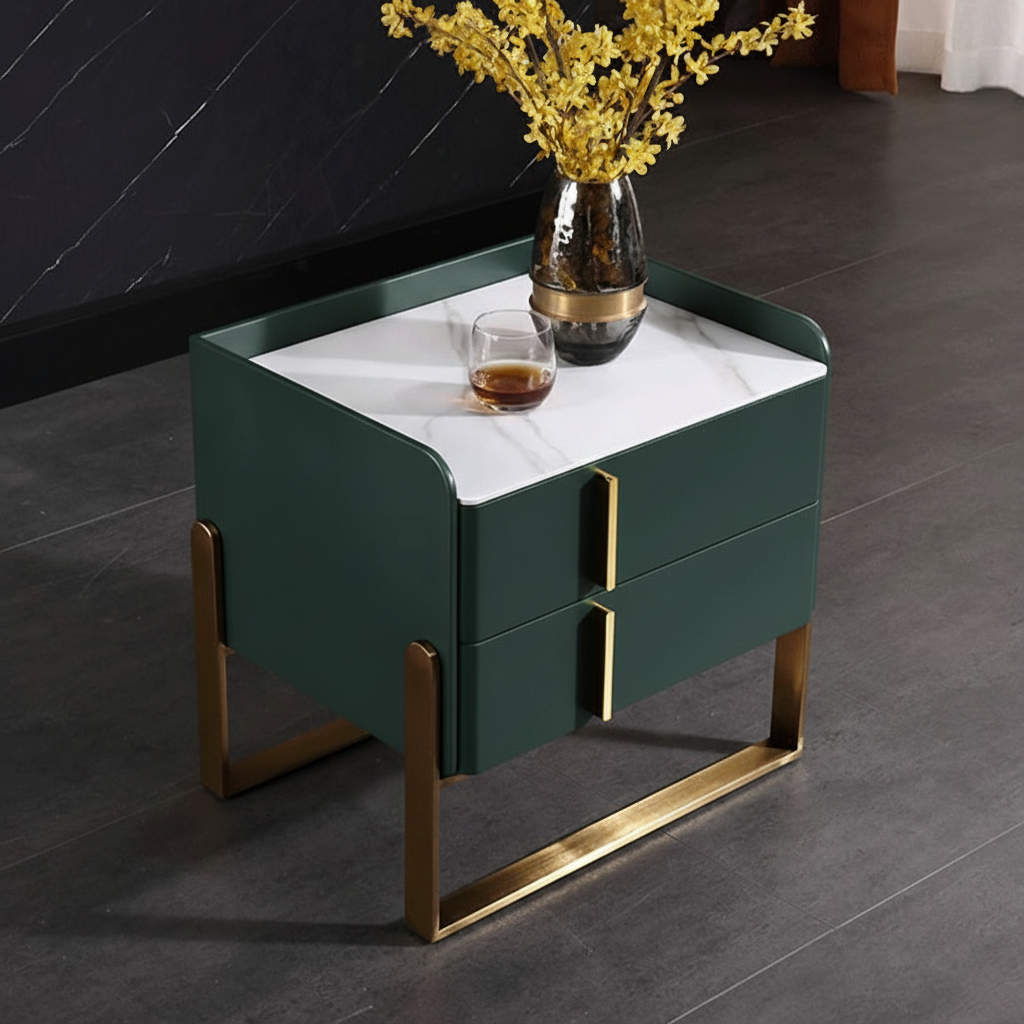 Elegant & Adaptable Scandinavian Nightstand - Stylish Versatility Bedside Table 2-Drawer For Bedroom & Living Room Lumendat