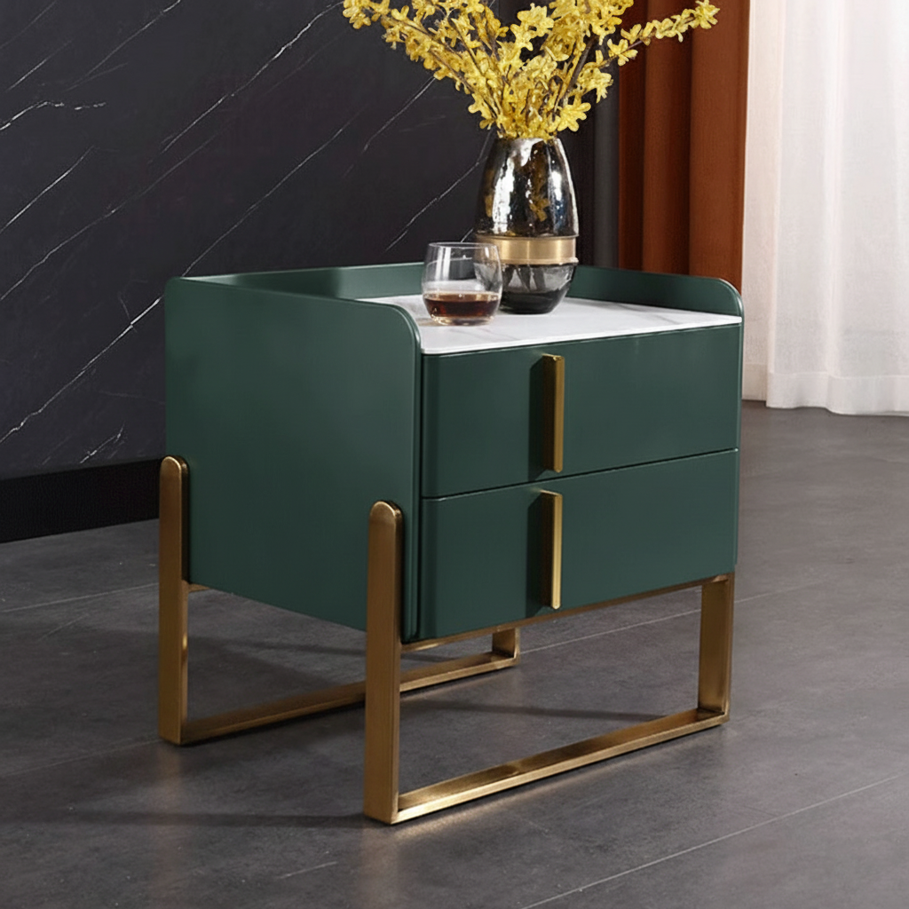 Elegant & Adaptable Scandinavian Nightstand - Stylish Versatility Bedside Table 2-Drawer For Bedroom & Living Room Lumendat
