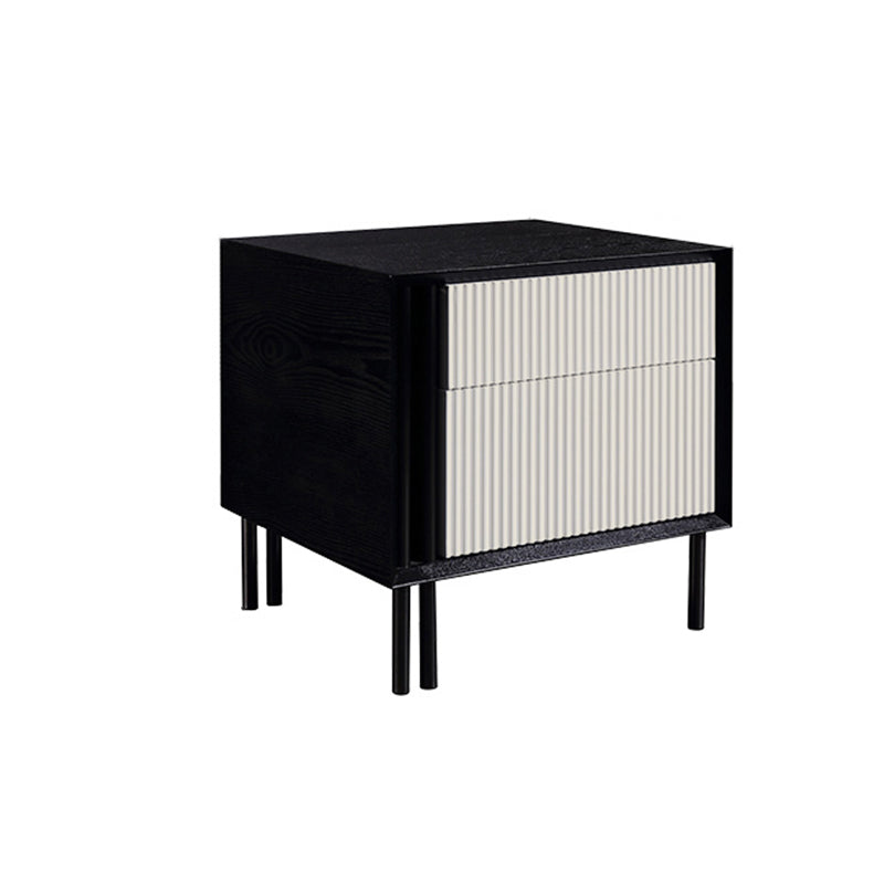 Artistic Modern Minimalist Nightstand - Wave-Patterned Baking Paint & Eye-Catching Color Block Bedside Table 2-Drawer For Bedroom Lumendat