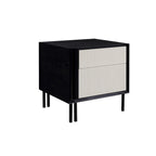 Artistic Modern Minimalist Nightstand - Wave-Patterned Baking Paint & Eye-Catching Color Block Bedside Table 2-Drawer For Bedroom Lumendat