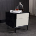 Artistic Modern Minimalist Nightstand - Wave-Patterned Baking Paint & Eye-Catching Color Block Bedside Table 2-Drawer For Bedroom Lumendat