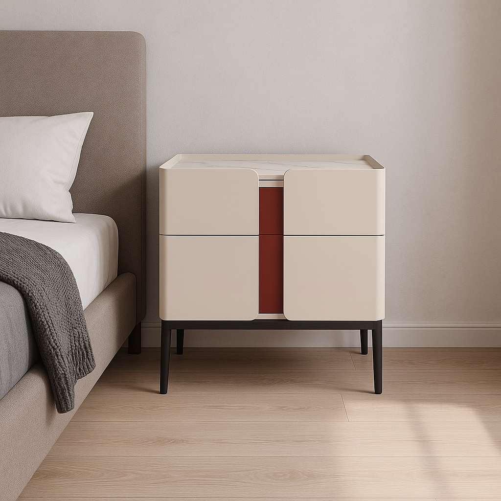 Premium Material Combination Bedside Table - Clever Dual-Drawer Storage Nightstand 2-Drawer For Elegant Bedroom Lumendat