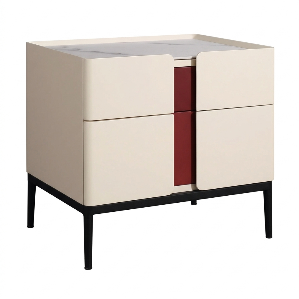 Premium Material Combination Bedside Table - Clever Dual-Drawer Storage Nightstand 2-Drawer For Elegant Bedroom Lumendat