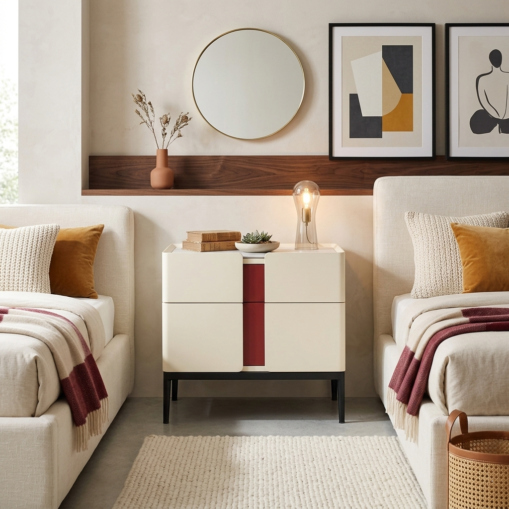 Premium Material Combination Bedside Table - Clever Dual-Drawer Storage Nightstand 2-Drawer For Elegant Bedroom Lumendat