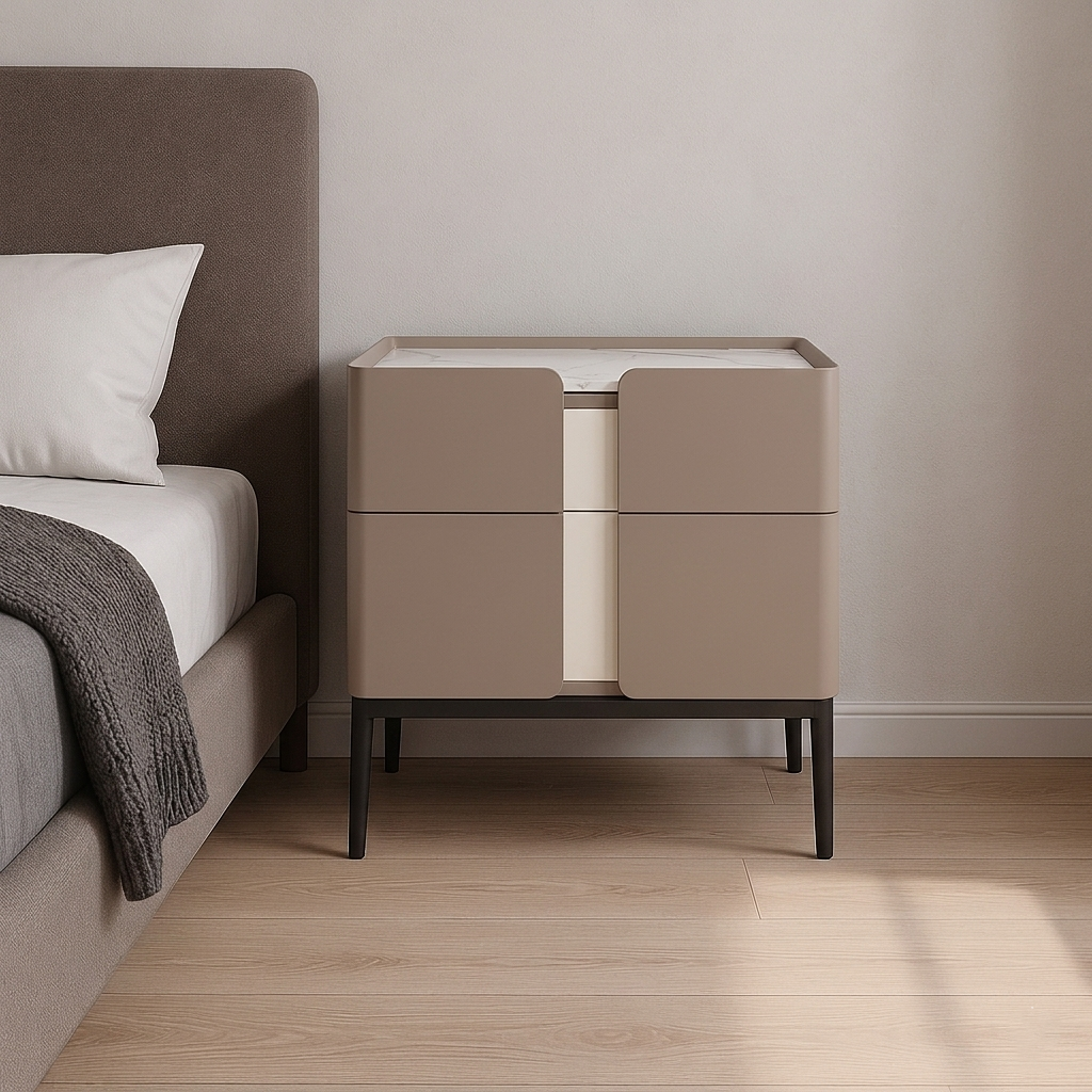 Premium Material Combination Bedside Table - Clever Dual-Drawer Storage Nightstand 2-Drawer For Elegant Bedroom Lumendat